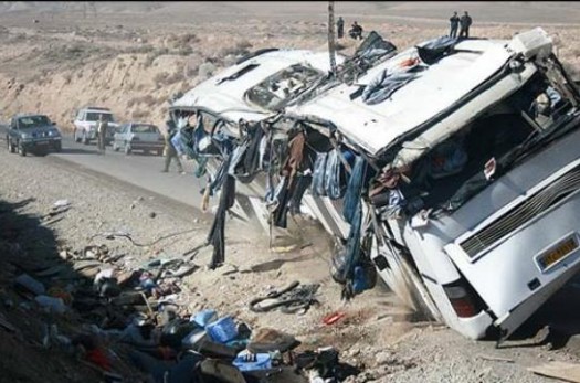 واژگونی اتوبوس مسافران رفسنجانی در محور طبس