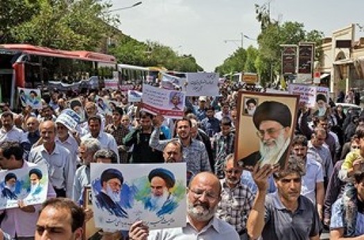 تظاهرات ضدآمریکایی مردم شهرستان بیرجند در پاسخ به سخنان سخیف رئیس جمهور آمریکا